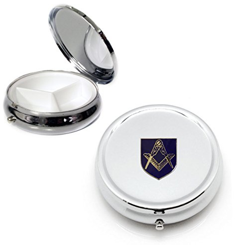 Masonic Silver Round Pill Box