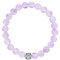 Natürliche 8 mm Edelsteine MetJakt Heilung Crystal Stretch Perlen Armband Armreif mit 925 Sterling Silber Double Happiness Anhänger (Amethyst)