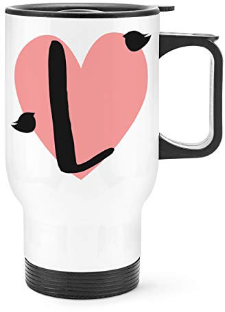 Letter L Heart Alphabet Travel Mug Cup with Handle
