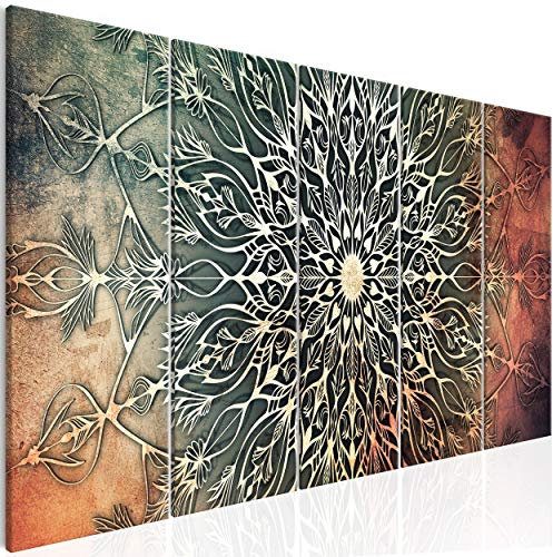 decomonkey Bilder Mandala 200x80 cm 5 Teilig Leinwandbilder Bild auf Leinwand Wandbild Kunstdruck Wanddeko Wand Wohnzimmer Wanddekoration Deko Modern Abstrakt Orient