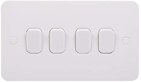 Schneider Electric Lisse - Interruptor de 2 vías, 4 canales, 10 AX, color blanco
