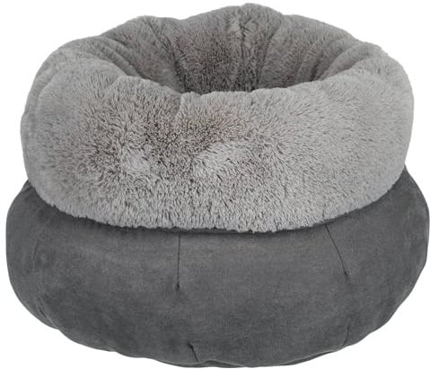 TRIXIE Hundebett Elsie ø 45 cm in grau/hellgrau - gemütliches Hundekissen mit Softplüsch - Hundekorb für kleine Hunde - mit extra hohem Rand - 37709