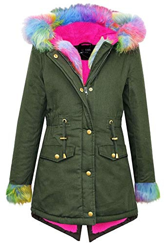 A2Z 4 Kids Kids Girls Camouflage Hooded Faux Fur Parka School Jackets Outwear Coats New Age 7-13 Years