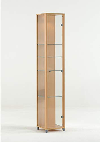 BR-Wohndesign Glasvitrine 172x32x33 cm in Buche mit 4 Glasböden, perfekt für Sammler