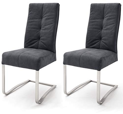 Robas Lund Esszimmerstühle 2er Set Schwarz, Schwingstuhl Esszimmerstuhl mit Taschenfederkern, Stuhl Salva 1