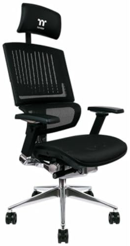 Thermaltake CyberChair E500 Mesh Cushion Aluminum Framework Headrest/Seat Depth/Seat Height/4-Directional Armrest Adjustable Ergonomic Gaming Chair GGC-EG5-BBLFDM-01, Black