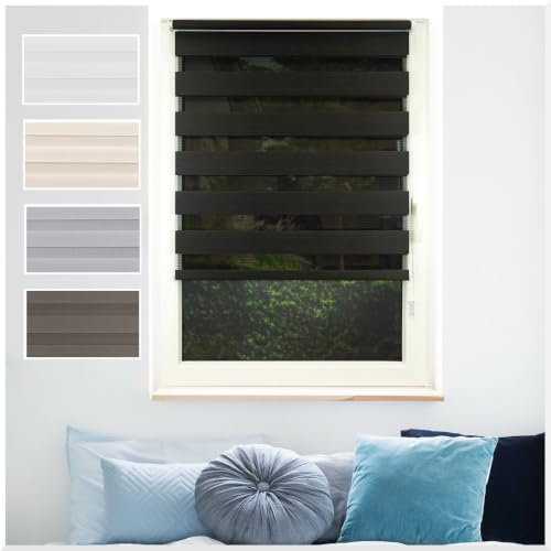 ondeco® Doppelrollo Klemmfix ohne Bohren Blickdicht Anthrazit 100x160 cm