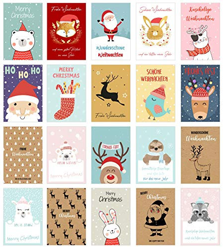 Edition Seidel Set 20 exklusive Premium Weihnachtskarten mit Umschlag. Doppelkarten/Klappkarten mit Briefumschlag. Weihnachten Karte Postkarte Weihnachtspostkarte