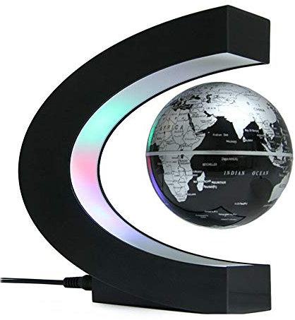 Coriver Schwimmender Globus mit LED-Lichtern Berühren Sie Schalter Magnetkugellampe, C-Form Magnetische Schwebender Globus für Schreibtisch Wohnkultur Büro Dekoration, Weihnachtsgeschenke für Kinder