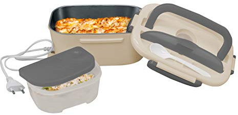 NERTHUS Lunch Box, tartera eléctrica con Compartimento Principal, Acero Inoxidable 18/8, Gris, 450 ml - 60 ml (FIH 730)