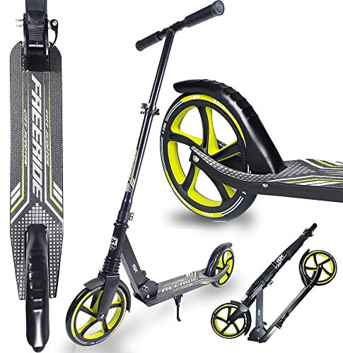 WeLLIFE Monopattini Freeride RGX - Monopattino Ruote Grandi 200mm con Sospensione Anteriore, Monopattino a Spinta per Adulti e Bambini, City Scooter Pieghevole