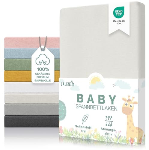 Laleni Premium Spannbettlaken 50x89 cm für Baby Maxi | Oeko-TEX zertifiziertes Beistellbett Bezug aus 100% Baumwolle | Baby Bettwäsche in Ivory