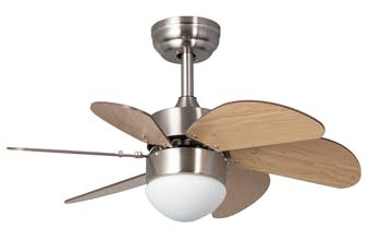 TECHBREY Ventilador de Techo Orion con Plafón LED y Mando a Distancia, 6 Velocidades, Temporizador, Silencioso, Color Madera 81cm Motor DC 6 Aspas Sistema Reverse Air Dual, Modos Verano e Invierno