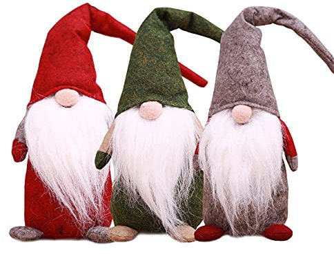 CHEYLIZI 3Stk Weihnachtswichtel Figuren Gross Wichtel Figuren Filz für Kinder Weihnachtsdekoration Plüsch Weihnachtsmann Handgemachte Schwedische Wichtel Zwerg Weihnachten