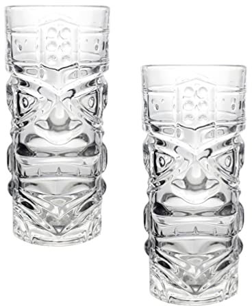 TOPBATHY 2 bicchieri trasparenti Tiki, bicchieri da vino, tazze da cocktail, da festa hawaiana, per limonata, gelato, tè, bevande, bar, bevande, decorazioni per feste