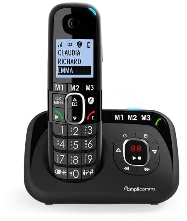 Telefono Cordless per Anziani Amplificato Suoneria 90db Volume 35dB + Segreteria Telefonica + Call Blocker per blocco chiamate indesiderate con Tasto aggiungi Black List + Vivavoce e Tasti Grandi