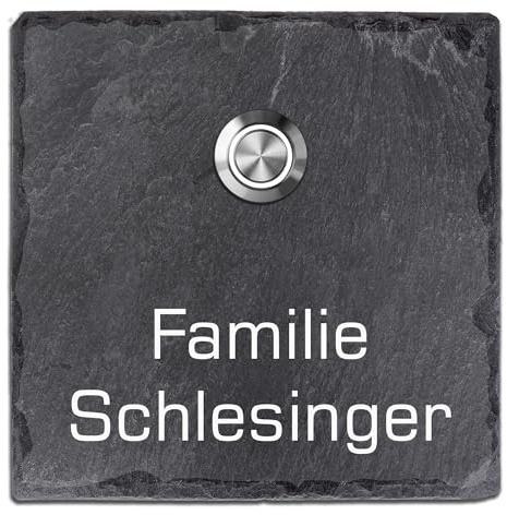 Tomtec Türklingel Schiefer Haustürklingel Klingelplatte Schiefer Klingelschild Design Tomtec 100x100mm
