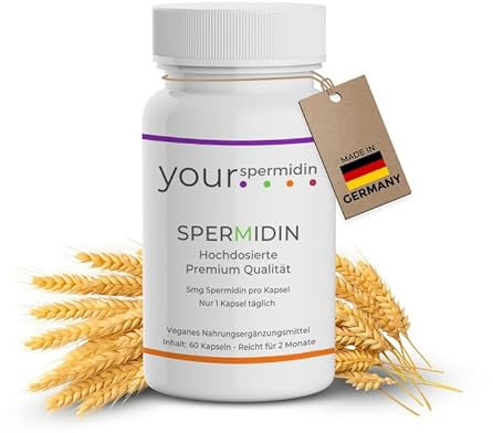 Spermidin hochdosiert, 5mg, nur eine Kapsel täglich, Reicht für 2 Monate