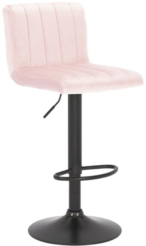 CLP Tabouret De Bar Jamie en Velours I Chaise Haute De Bistrot avec Repose-Pieds Hauteur Réglable Pivotant, Couleur:Rose