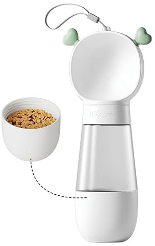 Edoxus Borraccia per cani all'aperto con grande capacità, 2 in 1, multifunzionale (bianco)