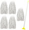 Kentucky Mop Set, Colour-Coded Industrial Mop Includes x5 Kentucky Head, x1 Solid Aluminium Handle & x1 Plastic Clip, Commercial-Grade Heavy Duty Cleaner for Cleaning Floors (Yellow)