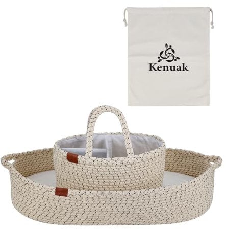 Kenuak® Wickelauflage, Baby Wickelkorb, Reise-Wickelunterlage, Moseskorb, Wickelaufsatz, Wickeltischauflage für Kommode, Babyzimmer Dekoration, Schaumstoffmatratze + wasserabweisender Bezug