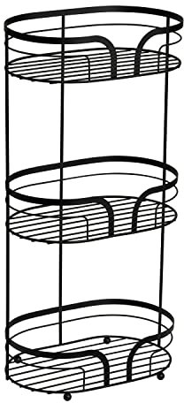 Showerdrape Bathroom Storage Basket Free Standing 3-Tiered Tray Bathroom Organiser For Toiletries, Shampoo Holder Black Shower Stand, Caddy Toilet Storage Holder.