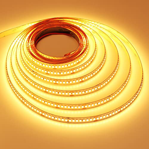 JOYLIT 24V LED Streifen 5M 2300K Warmweiss IP20 224LEDs/M 2800LM/M Ultrahell CRI 92+, CE UL PRO+ 2835 SMD 120W Dimmbar Licht Band Selbstklebend Innen LED Strip für Industrie, Gewerbe, Zuhause