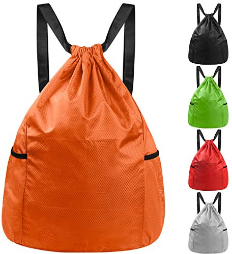 HexinYigjly Rucksack mit Kordelzug, Sportbeutel, Kordelzug, Turnbeutel, Kordeltasche, Orange/Abendrot im Zickzackmuster (Sunset Chevron), Large, Tasche mit Kordelzug