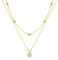 Mesovor Diamant Kette für Damen, Zierliche Goldkette 18 Karat Vergoldete Mehrlagige Halsketten | Quadrat Träne Kreuzen Perle Tropfen Halskette Schmuck Geschenke für Mädchen (Quadratisch cz-gold)
