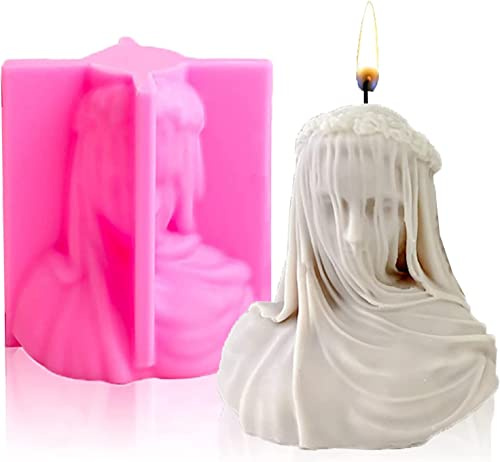 Veiled Lady Candle Mold, Silicone Veiled Female Bust Veiled Lady Bust Veiled Maiden Bust Sculpture Statue Mold,Silicone Mould DIY Statue Mold