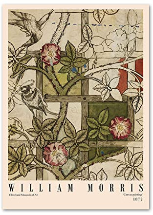 UDERUI William Morris Poster Botanische Vintage-Wandkunst William Morris druckt William Morris Leinwandgemälde für zu Hause Wanddekoration Bild 50x70cm Kein Rahmen