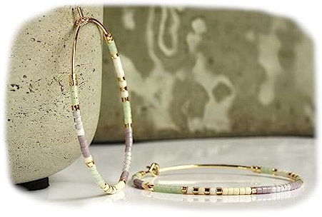 Pastel Miyuki Creolen ein handgefertigtes großes vergoldetes Ohrringpaar mit Perlen