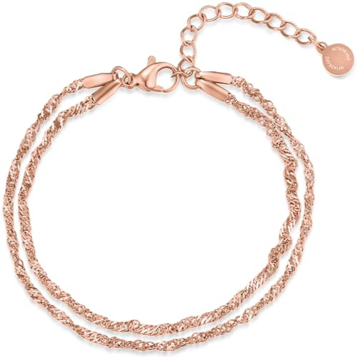 day.berlin bracciale Twist da donna placcato oro 18k, a doppio filo ritorto, 15,5+5cm regolabile, acciaio inox 316L, senza nichel e resistente all'acqua