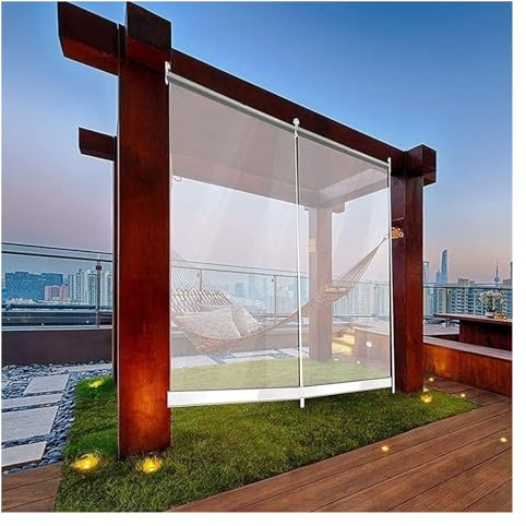 PHLEPS Outdoor Transparent PVC Roller Shade Blind,Large Waterproof Clear Roll Up Blinds,Balcony Window Clear Shades,Rainproof,Windproof,for Garden,Patio,Door,Pergola,Gazebo (Color : Clear, Size : 12
