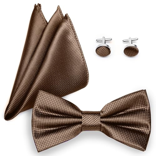 Ladeheid Fliege mit Einstecktuch Set Herren inkl. Manschettenknöpfe Größe 12cm x 6cm SETBHC