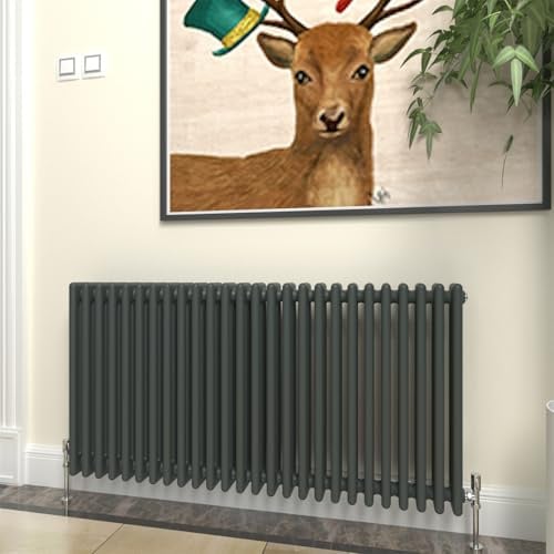 GY Bath Horizontal Radiator Traditional 3 Column Designer 600x1190mm Modern Cast Iron Style Central Heating Rads(Anthracite)