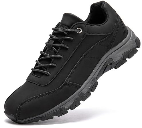 Aocase Chaussures Orthopédiques Pied Large Homme Slip on Baskets sans Lacets Décontractées Confortable Mode Sneakers Respirantes en Cuir Impermeable Chaussures De Sport,Noir,45/275mm