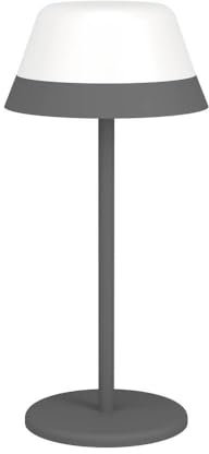 EGLO LED Tischlampe außen Meggiano, Campinglampe dimmbar, kabellose Outdoor Tischleuchte mit aufhängbarem Lampenschirm, USB, Kunststoff in Weiß und Grau, warmweiß, RGB, IP54