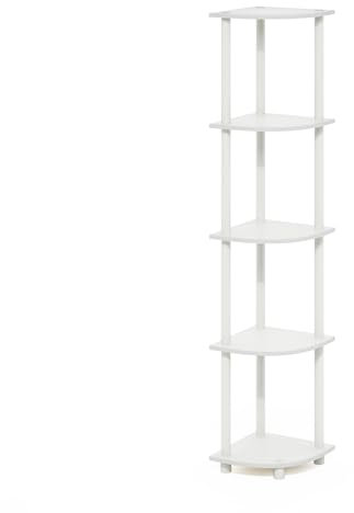 Furinno Turn-N-Tube 5-stufiges Eckregal-Mehrzweckregal, Weiß/Weiß