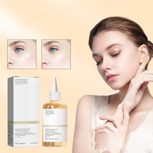 240ml Glycolic Acid Toner,GlykolsäUre Peeling 7%-Ige -LöSung FüR Hautunreinheiten Und Akne, Toner Suitable for Combination and Oily Skin, Porenbehandlung (240ml)