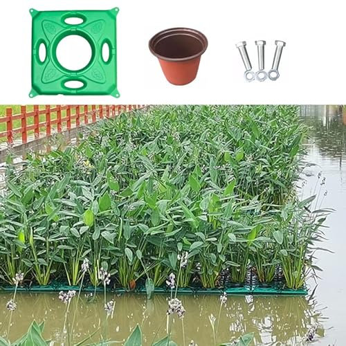 Galleggiante Vaso Piante Kit di Cestini da Fioriera Galleggiante da Giardino, Isola Vegetale Galleggiante All'aperto, Pentole di Piantine Verdi per Patio / Area Idrica Verde / Gestione del Fiume ( Col