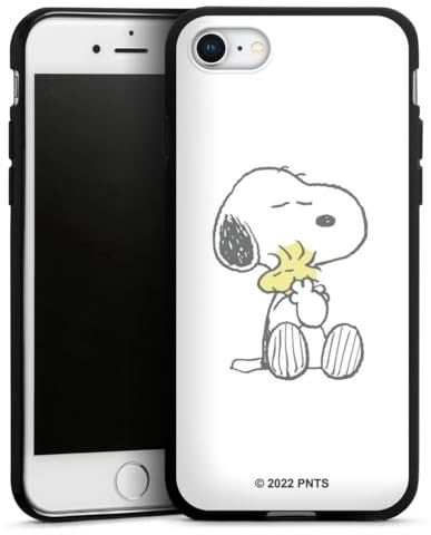 Silikon Hülle kompatibel mit Apple iPhone 8 Case schwarz Handyhülle Peanuts Snoopy Liebe