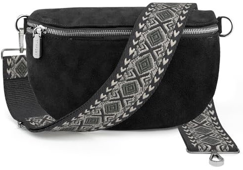 ARTVALL - Umhängetasche Wildleder Tasche Handtasche Velours Bauchtasche Klein mit Schultergurt Design Taschenband abnehmbar verstellbares Riemen Crossbody Bag Echt Ledertasche Damen mit Reißverschluss