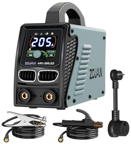 ZOJAN Saldatrice a bastone, [grande display LED] 205A ARC/Lift TIG saldatrice con controllo sinergico, inverter IGBT 110 V/220 V saldatrice MMA portatile con avvio a caldo, forza ad arco e