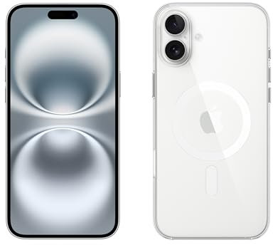 Apple iPhone 16 Plus 128GB: 5G Mobile phone with Apple Intelligence - White + Clear Case with MagSafe