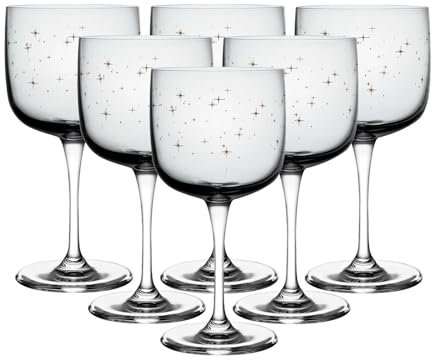 like. by Villeroy & Boch Winter Glow - Lot de 6 verres à vin - 350 ml - Avec décoration d'étoiles de Noël - Transparent