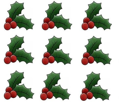 24 x Christmas Holly Berry Edible Wafer Paper Cupcake Toppers Stand up Rice Fairy Snowman Santa Jingle Bells Tree Reinder Holly Berries
