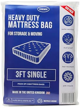 Single Size Mattress Bag - Moving and Storage - Plastic Mattress Covers for Moving and Storage - Mattress Protector - Storage Bags - Heavy Duty, Water Resistant, Dust Proof, Tear Resistant (2 Pack)