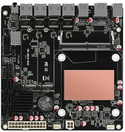 CYMINILMDPC 6-Bay N100 NAS Motherboard,4x i226-V 2.5G, 2*NVMe,6*SATA3.0 DDR5, No Ram No Storage, With radiator,Mini ITX Router Mainboard